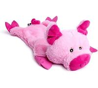 Petface Farmyard Buddies Crinkle Flat Pig Plush Dog Toy with Built-In Squeaker (Pack of 1)