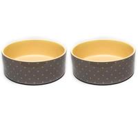 Petface Grey Dots Ceramic Dog Bowl, 13 cm (Pack of 2)