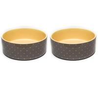 Petface Grey Spots Ceramic Bowl, 20 cm (Pack of 2)