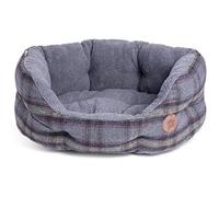 Petface Grey Tweed Oval Dog Bed with Reversible Cushion, Large (Pack of 1) | Plush Comfort, Reversible Cushion, Machine Washable, Anti-Slip Base, for Large Dogs
