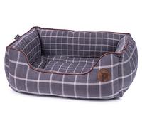 Petface Grey Window Pane Check Square Dog Bed, Large