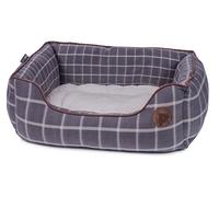 Petface Dog Grey Window Pane Check Square Bed - Medium