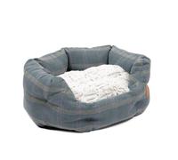 Petface Heather Tweed Machine Washable Oval Dog Bed with Reversible Cushion, Medium