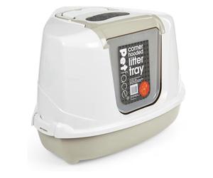Petface Hooded Corner Cat Litter Tray, Pet Privacy, Reduce Odours New