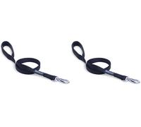 Petface Padded Nylon Dog Lead, Black, Medium (Pack of 2)