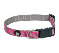 Petface Paws Print Dog Collar, Medium, Cerise/grey