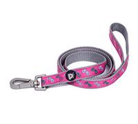 Petface Paws Print Dog Lead, Medium, Cerise/Grey
