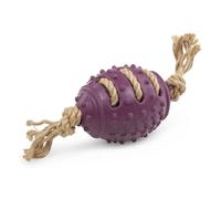 Petface Planet Nobbly Rubber Rugby Ball with Rope Dog Toy (Pack of 1)