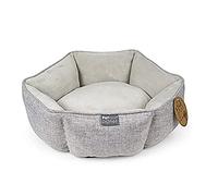 Petface Planet Plush Eco Hexagonal Pet Dog and Cat Bed, Medium, Grey