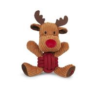 Petface Riley Reindeer Rope Ball Plush Christmas Dog Toy with Built-In Squeaker