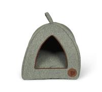 Petface Sage Herringbone Igloo Cat Bed, Cosy Pet Hideaway for Cats and Small Dogs, Includes Removable Cushion, 40L x 40W x 35H cm