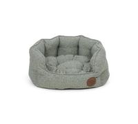 Petface Sage Herringbone Oval Dog Bed, Small (Pack of 1) | Plush & Cosy, Removable Cushion, Machine Washable, Non-Slip Base, 50 x 42 x 22 cm