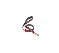 Petface Signature Padded Dog Lead, Medium, Reds Paws with grey stitching