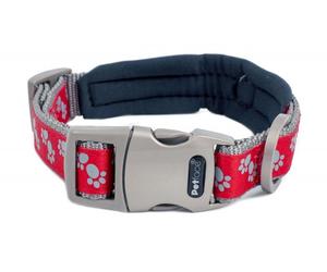Petface Signature Padded Red Paws Dog Collar - Large