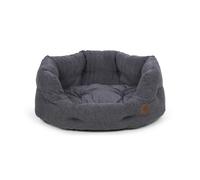 Petface Slate Grey Oval Dog Bed with Reversible Cushion, Large (Pack of 1) | Plush & Comfortable, Non-Slip Base, Machine Washable, Reversible Cushion, 76 x 68 x 43 cm