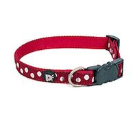Petface White Dots Print Dog Collar, Large, Cherry