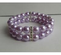 PETFAVORITESâÂ„¢ 2 Row Pearl Dog Necklace Collar for Pets, Bling Cat Wedding Collar, Rhinestone Pet Jewelry for Small Dogs, Yorkie Chihuahua Outfit Costume Accessories, Elastic (Purple, L(12-14)) by PetFavorites