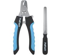 PetFox Cat & Dog Nail Scissors - Safe Animal Nail Scissors for Beginners, Ergonomic Handle, Easy Use, Precise Claw Cutter for Dogs, Cats & Small Animals (L with File)