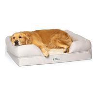 PetFusion Dog Bed Large Dog Sofa Washable Memory Foam Pet Bed Ultimate Bed for Dogs Removable Cover Comfortable Soft Bed with Bolster For Medium and Large Dogs - Sandstone - Large (91 x 71 x 23cm)