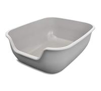 PetFusion Large Cat Litter Tray Non Stick Coating Litter Bin For Easy Cleaning Litter Cat Toilet,Grey