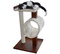 PetFusion Modern Cat Tree House & Tall Scratching Post (84 cm tall). Modern and neutral platforms, Chestnut finish