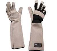 PetFusion Multi-purpose Pet Glove for Grooming, Vet Trios, Handling Puncture & Scratch Resistant, Grey - Large