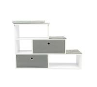 PetFusion Pet Step Window Perch White Bookshelf with Storage Baskets for Dogs and Cats - Modern Pet Furniture with Premium Foam Perch Pad