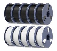 PETG Filament 1.75mm 2025 Upgrade Spool Compatible with Bambulab Refill Filament, 10kg(22lbs) SUNLU PETG 3D Printer Filament, 5 Pack-Black+White