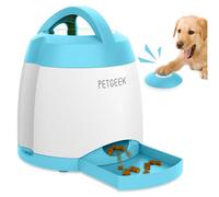 PETG utomatic Dog Treat Dispenser, Puzzle Memory Training Activity Toy- IQ Training Dog Button Feeder, Remote Button Treat Dispenser for Dogs (Upgrade Blue)