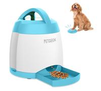 PETGEEK Automatic Treat Dispenser with Button Remote Control, Rechargeable Dog Puzzle Feeder and Interactive IQ Training Pet Stimulation Toy for Indoor or Outdoor