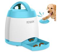 PETGEEK Automatic Treat Dispenser with Remote Button - Puzzle Memory Training Activity Toy- IQ Training Feeder for Dogs & Cats, Best Gift for Birthday, Thanksgiving, Christmas, New Year (Blue)
