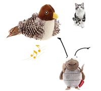 PETG iGwi Interactive Cat Feather Toy, Melody Chaser Chirpy Bird & Cricket Cat Toy Plush Toys for Cats, Squeak Cat Toys for Indoor Cats