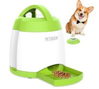 PETGEEK Treat Dispenser Dog Feeder, Automatic Pet Feeder with Dual Power Supply and Remote Control, Dog Puzzle Toys and Interactive Toys in One for Indoor or Outdoor Play (Green)