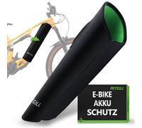 PETGILL E-Bike Battery Protective Case 30-43 cm Circumference, Universal Fit, Bosch Integrated, Water Resistant, Neoprene, Black Exterior, Green Inside