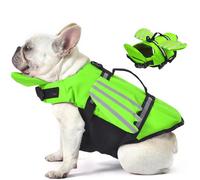 Petglad Dog Life Jacket, Cute Wings Adjustable Dog Life Vest with Chin Float and Handle for Swimming Boating Reflective High Buoyancy Swim Float Vest for Small Medium Large Dogs (Green, S)