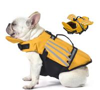 Petglad Dog Life Jacket, Cute Wings Adjustable Dog Life Vest with Chin Float and Handle for Swimming Boating Reflective High Buoyancy Swim Float Vest for Small Medium Large Dogs (Yellow, L)