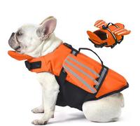 Petglad Dog Life Jacket, Cute Wings Adjustable Dog Life Vest with Chin Float and Handle for Swimming Boating Reflective High Buoyancy Swim Float Vest for Small Medium Large Dogs (Orange, M)