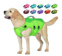 Petglad Dog Life Jacket, High Buoyancy Dog Life Vest with Handle for Swimming Boating, Adjustable Swimming Vest with Reflective Trim for Small Medium Large Dogs - Green, XS