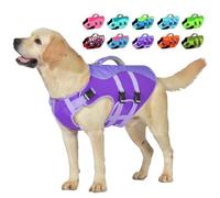 Petglad Dog Life Jacket, High Buoyancy Dog Life Vest with Handle for Swimming Boating, Adjustable Swimming Vest with Reflective Trim for Small Medium Large Dogs - Purple, XS