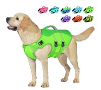 Petglad Dog Life Jacket, Reflective Dog Harness Life Vest with Rescue Handle for Swimming Boating, Adjustable High Buoyancy Flotation Swim Vest for Small Meium Large Dogs - Green, XS