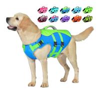 Petglad - Dog Life Jacket, Reflective Dog Harness with Rescue Handle for Swimming Boating, Adjustable High Buoyancy Swimming Vest for Small Large Dogs, Blue