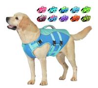 Petglad - Dog Life Jacket, Reflective Dog Harness with Rescue Handle for Swimming Boating, Adjustable High Buoyancy Swimming Vest for Small Large Dogs, Blue,