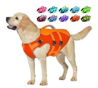 Petglad - Dog Life Jacket, Reflective Dog Harness with Rescue Handle for Swimming Boating, Adjustable High Buoyancy Swim Vest for Small Large Dogs Color