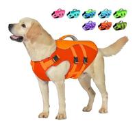 Petglad - Dog Life Jacket, Reflective Dog Harness with Rescue Handle for Swimming Boating, Adjustable High Buoyancy Swim Vest for Small Large Dogs Color