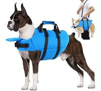 Petglad - Dog Life Jacket with 4 FT Leash, Reflective Pet Life Vest with Zipper and Handle for Swimming Boating, Adjustable High Buoyancy Swim Vest