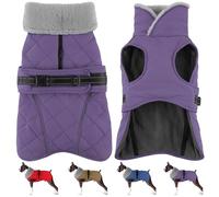 Petglad - Waterproof Dog Jacket, Winter Coat with Adjustable Buckle, Reflective Pet Turtleneck Vest, Warm Fleece Sweater for Small Medium Dogs