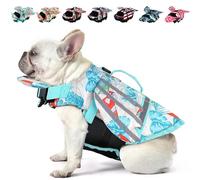 Petglad Wings Dog Life Jacket Adjustable Dog Life Vest with Chin Float Reflective Stripes and Rescue Handles, High Buoyancy Hawaiian Floral Puppy Swim Float Vest for Small Medium Large Dogs