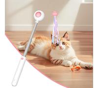 Petgravity Extendable Cat Teaser Toy, Pink, One-Touch Retractable, 23 cm Extension, 100 cm String Length