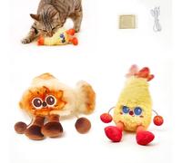 Petgravity Fried Food Cat Toys, 2 Pack, Interactive Cat Toys for All Breeds, Tap-Activated 3 Flapping Mode, Shrimp Tempura & Taiyaki, with Catnip, Rechargeable