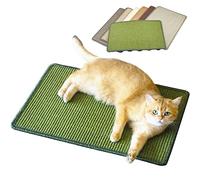 Pethave Cat Scratcher Mat, 23.6x15.7inch Natural Sisal Cat Scratchers for Indoor Cats with Magic Tapes,Stick on Floor Cat Wall Scratcher,Horizontal Cat Scratch Mat Protect Furniture (Green Color)